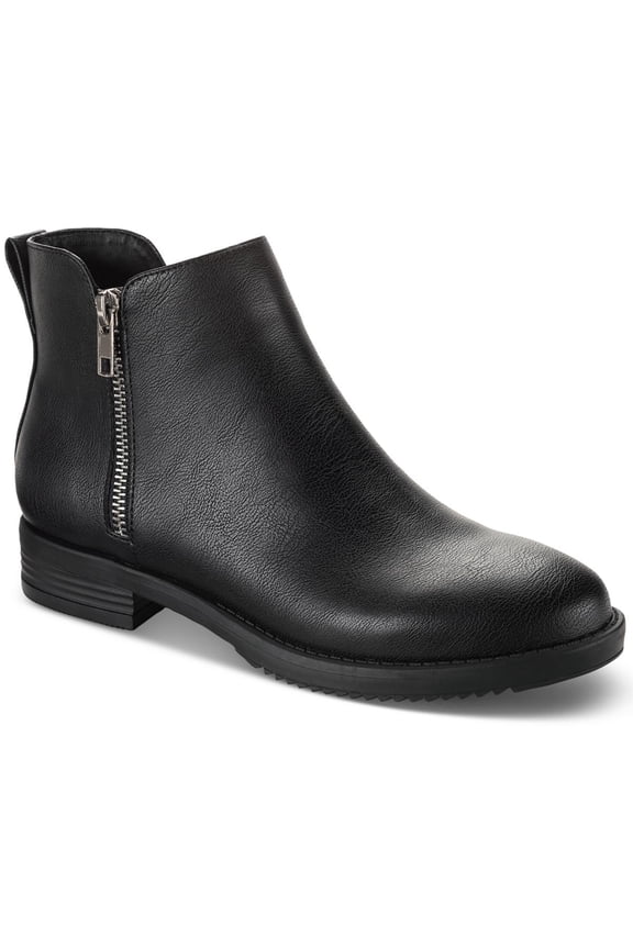 Womens Laylaa  Double Zipper Faux Leather Ankle Boots
