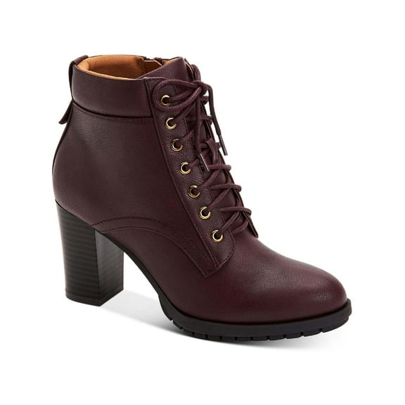 Style & Co. Womens Lucillee Faux Leather Lace Up Ankle Boots