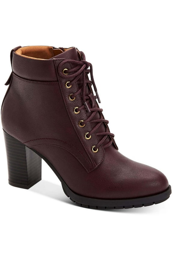 Womens Lucillee Faux Leather Lace Up Ankle Boots