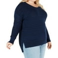 thumbnail image 1 of Style & Co. Womens Drop Shoulder Pullover Sweater, Blue, Plus Size, 2X, 1 of 2