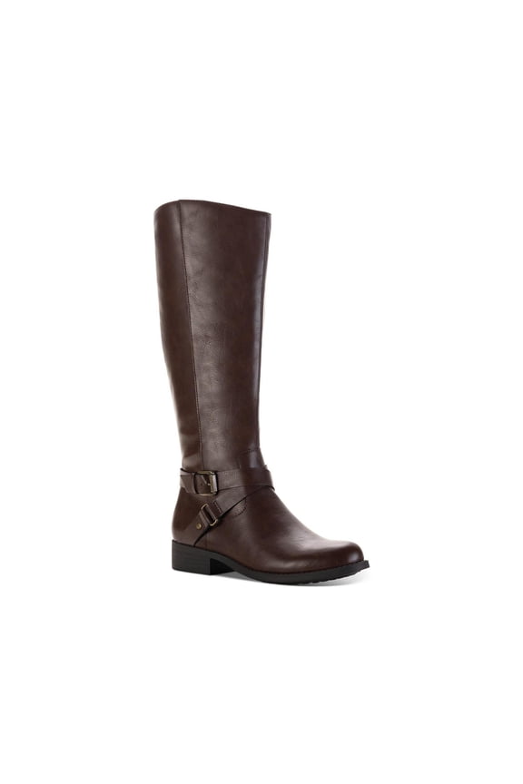 Womens Marliee Wide Calf Faux Leather Motorcycle Boots
