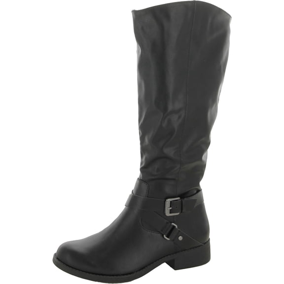 STYLE & COMPANY Womens Black Gored Wide Calf Marlee Round Toe Block Heel Zip-Up Riding Boot 6 M WC