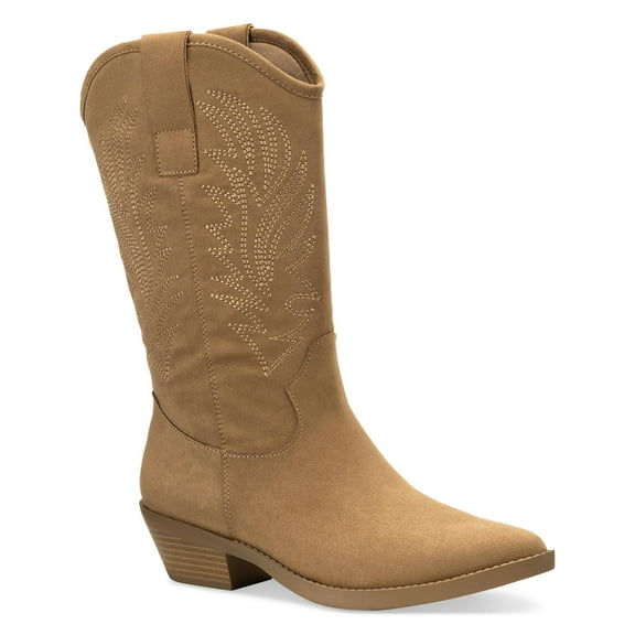 Style & Co. Womens Miyyaa Embroidered Almond Toe Cowboy, Western Boots