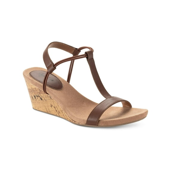 Style & Co. Womens Mulan Faux Leather Slip On Wedge Sandals
