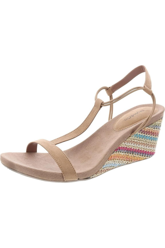 Womens Mulan T-strap Open Toe Wedge Sandals