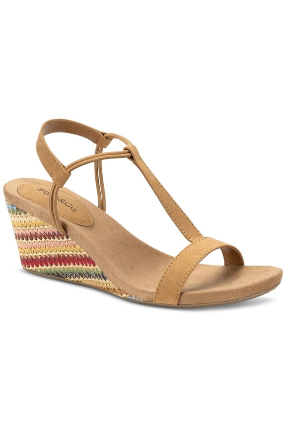 Womens Mulan T-strap Open Toe Wedge Sandals