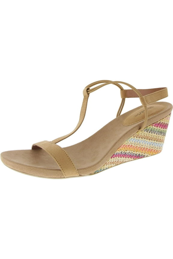 Womens MulanF Faux Suede Slip On Wedge Sandals