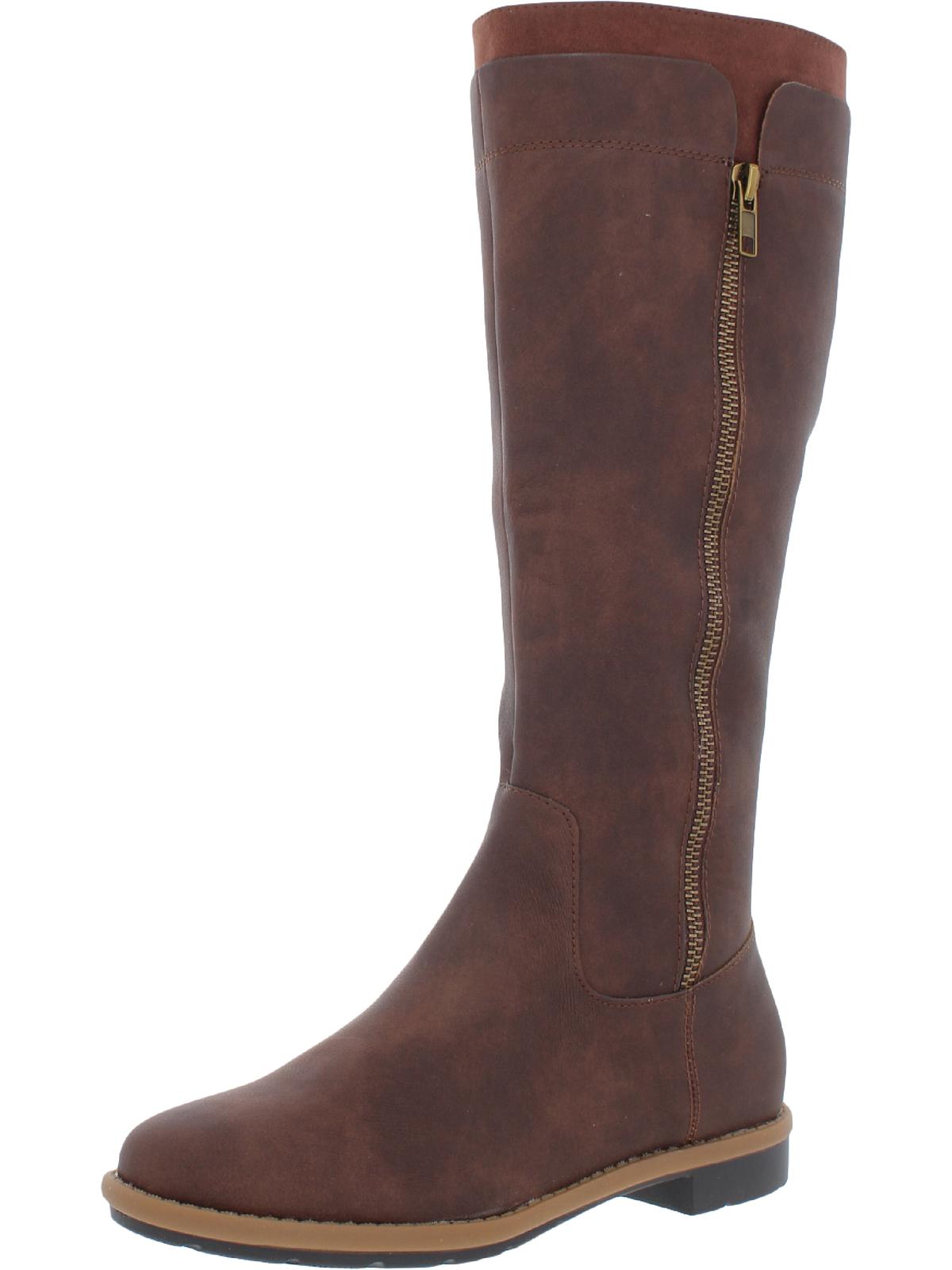 Style & Co. Women's Olliee Faux Leather Knee-High Boots | Black, 1 Inch Heel | Tall Cold Weather Boots