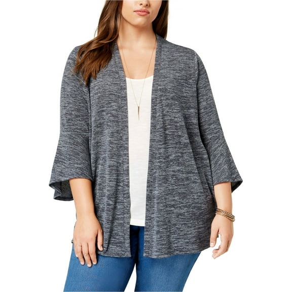 Style & Co. Womens Open-Front Cardigan Sweater, Grey, 0X