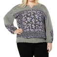 thumbnail image 1 of Style & Co. Womens Paisley-Print Peasant Blouse, Grey, Plus Size, 1X, 1 of 2