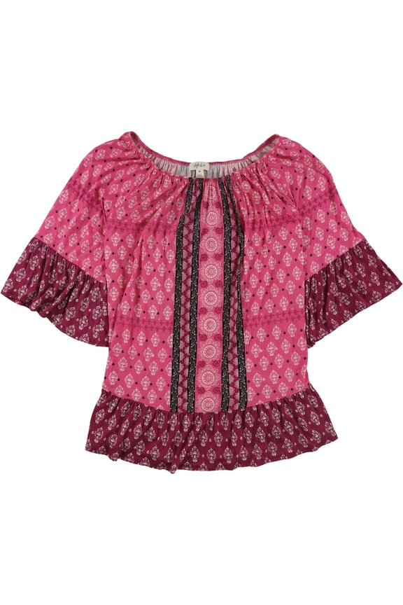 Womens Paisley Pullover Blouse, Pink, Plus Size, 2X