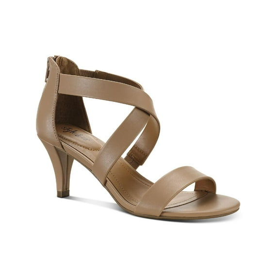 Style & Co. Womens Paysonn Criss-Cross Front Open Toe Kitten Heels