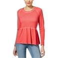 thumbnail image 1 of Style & Co. Womens Peplum Flounce Sweatshirt, Pink, Small, 1 of 1
