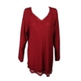 thumbnail image 1 of Style & Co Womens Petite Cranberry Red Lace-Trim Tunic Sweater PS, 1 of 1