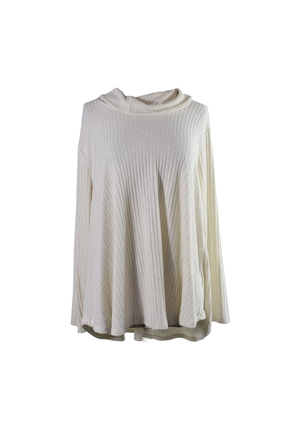 Style & Co Womens Petite Ivory Cowl-Neck Ribbed Top PXS
