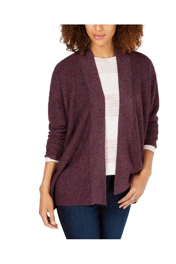 Womens Petite Ribbed Cardigan, Plum, Petite/Small