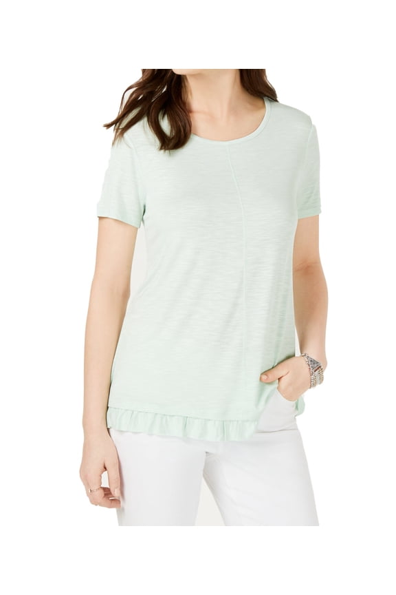 Style & Co Womens Petite Ruffled Hem Tops