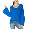 thumbnail image 1 of Style & Co. Womens Pleated Sheer Pullover Sweater, Blue, X-Large, 1 of 2