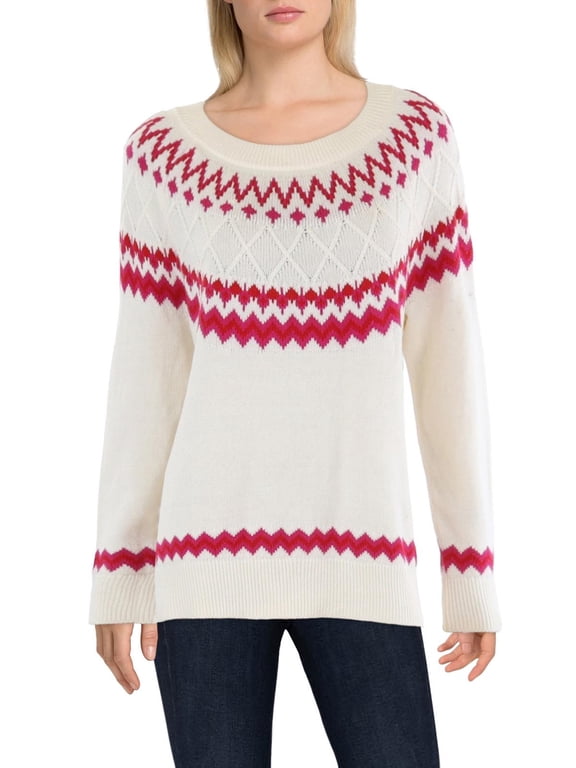 Womens Plus Aztec Print Work Day Wear Pullover Sweater