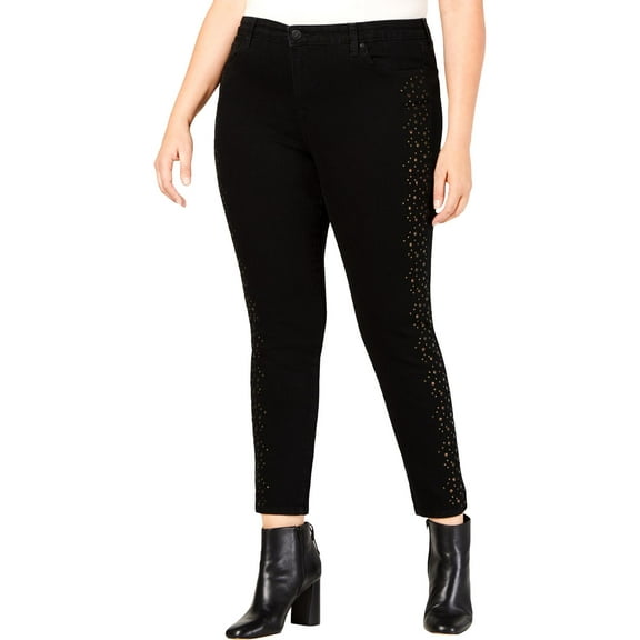 Style & Co. Womens Plus Embellished Mid-Rise Skinny Jeans