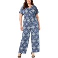 thumbnail image 1 of Style & Co. Womens Plus Printed Surplice Jumpsuit, 1 of 7