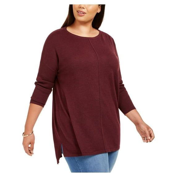 Style & Co. Womens Plus Seamfront Mixed Media Tunic Top