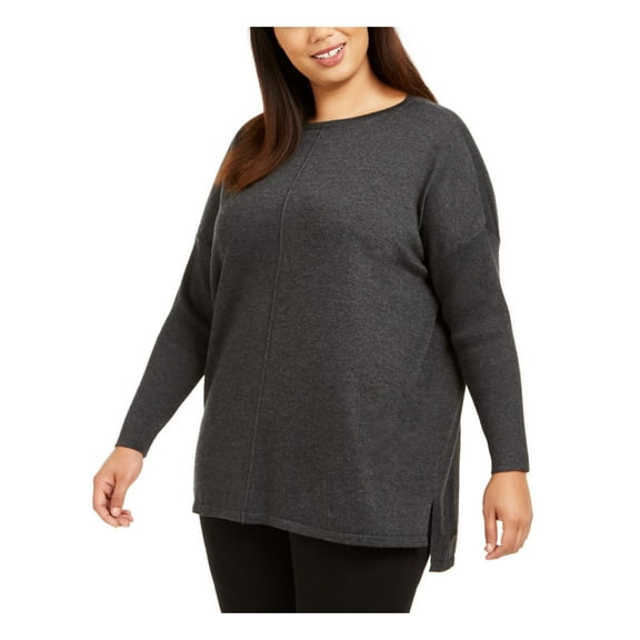 Style & Co. Womens Plus Seamfront Mixed Media Tunic Top