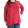 thumbnail image 1 of Style&co Women's Plus Red Sparkle Cold Shoulder Long Sleeve Top Size 2X MSRP $44, 1 of 2