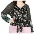 thumbnail image 1 of Style & Co Womens Plus Size Mixed Print Tie Front Top,Black Happy Mix,1X, 1 of 2