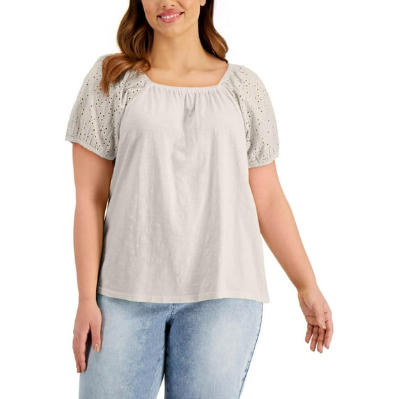 Style & Co. Womens Plus Slub Cotton Tunic Top
