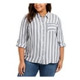 thumbnail image 1 of Style & Co. Womens Plus Striped Button Down Top, 1 of 3