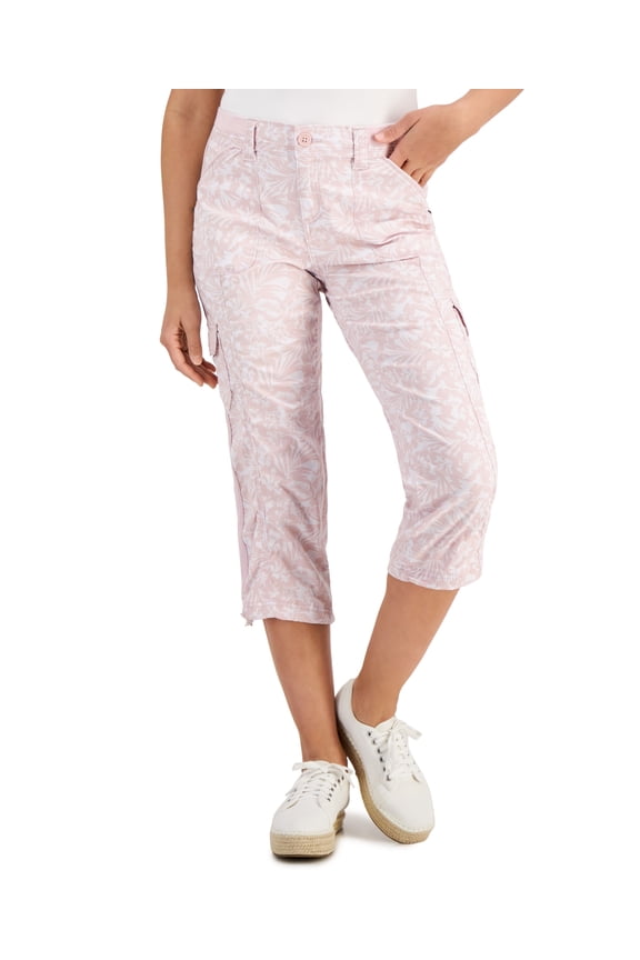 Style & Co Womens Printed Bungee Capri Pants Bunge Soft Shell Comb 14