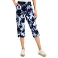 thumbnail image 1 of Style & Co Womens Printed Bungee Capri Pants Industrial Blue 16, 1 of 1