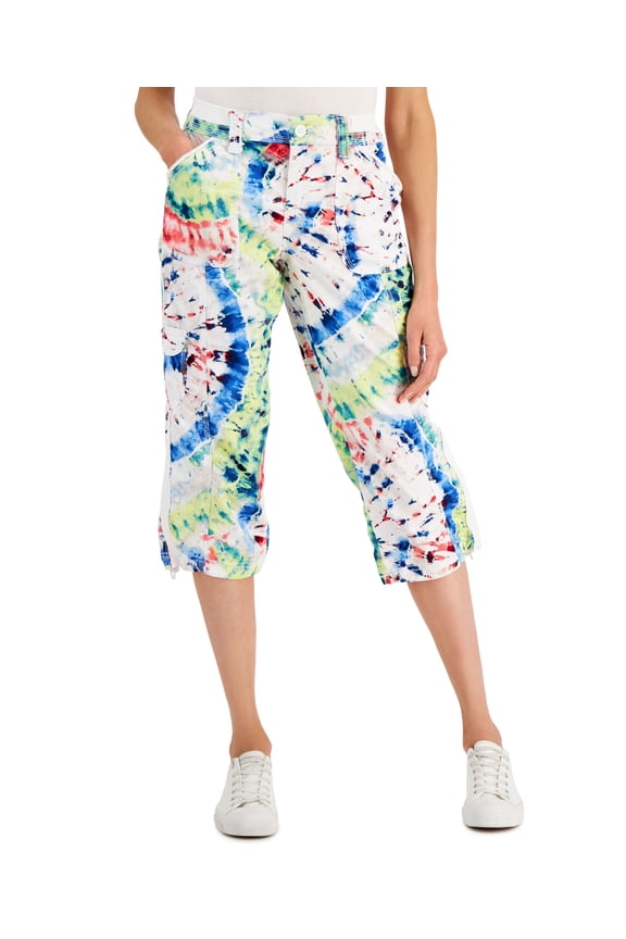 Style & Co Womens Printed Capri Jeans Rocky Dye Multi 12