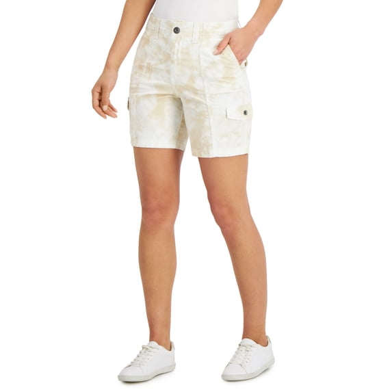 Style & Co Womens Printed Cargo Shorts Venice Neutral 18
