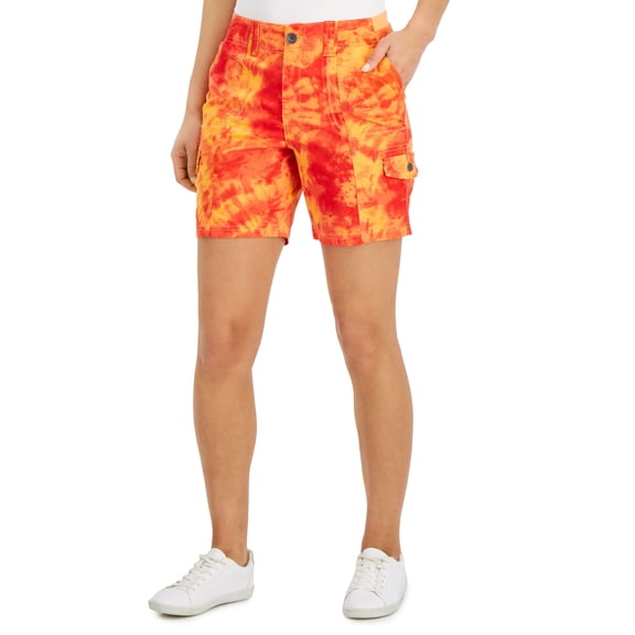 Style & Co Womens Printed Cargo Shorts Venice Red 4