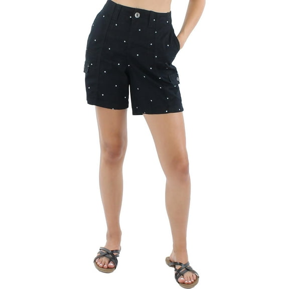 Style & Co Womens Printed Cargo Shorts Basic Dot Black 6