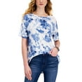 thumbnail image 1 of Style & Co Womens Printed Drapey T-Shirt Industrial Dye L, 1 of 1