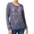 thumbnail image 1 of Style & Co. Womens Puff Paint Sweatshirt, Purple, Small, 1 of 2