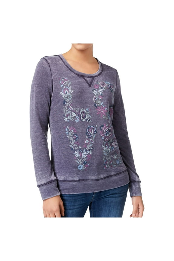Womens Puff Paint Sweatshirt, Purple, Small