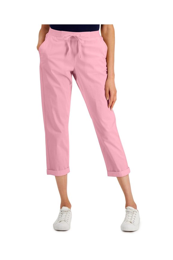 Style & Co Womens Pull On Cuffed Utility Pants, Pink, Size Small