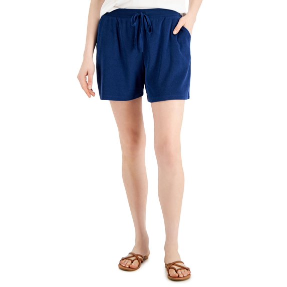 Style & Co Womens Pull On Terry Shorts Blue Socket L