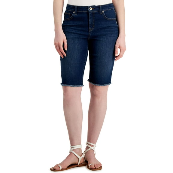 Style & Co Womens Raw Edge Bermuda Shorts Blue Lapis 18