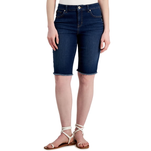 Style & Co Womens Raw Edge Bermuda Shorts Blue Lapis 18