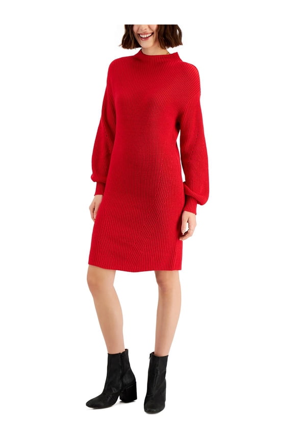 Style & Co Womens Mock Turtleneck Sweater Dress Fire 2XL