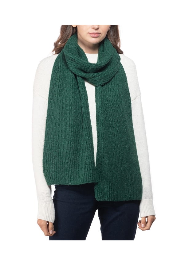 Womens Ribbed Metallic Scarf Green O/S