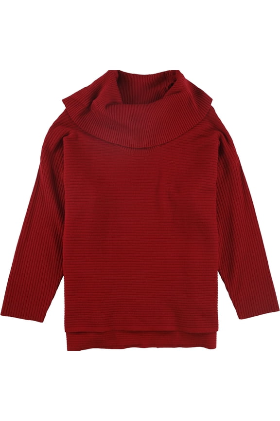 Womens Ribbed Turtleneck Knit Sweater, Red, 0X