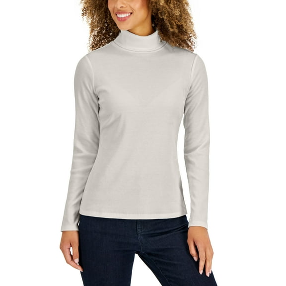 Style & Co Womens Ribbed Turtleneck Top Hammock Heather M