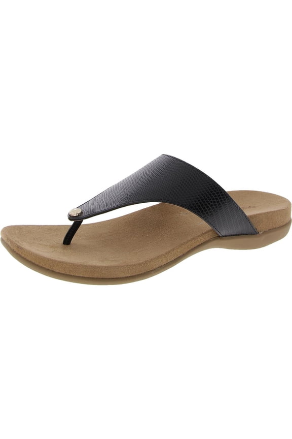 Womens Riioo Faux Leather Slip On Flip-Flops