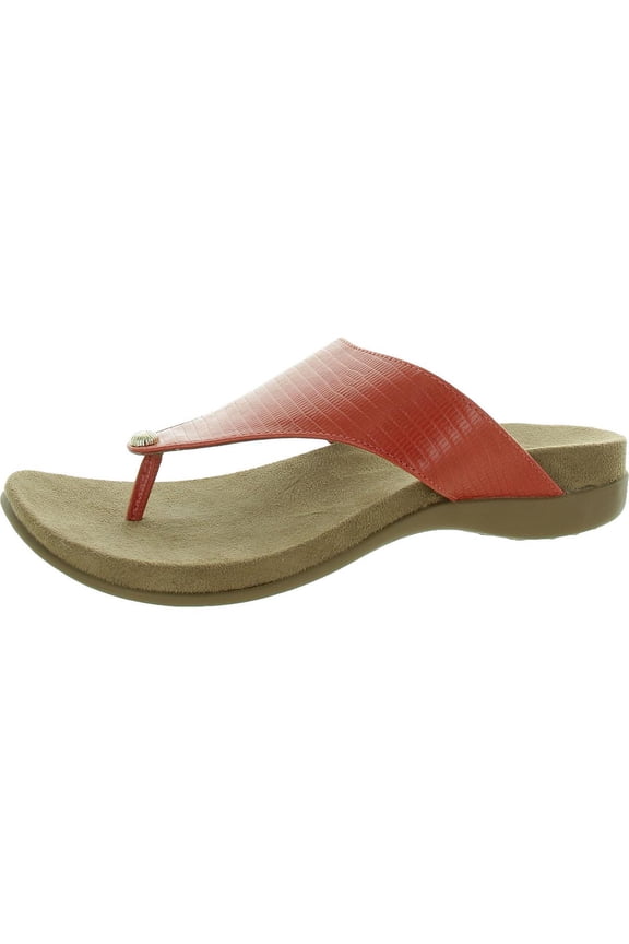 Womens Riioo Solid Faux Leather Flip-Flops